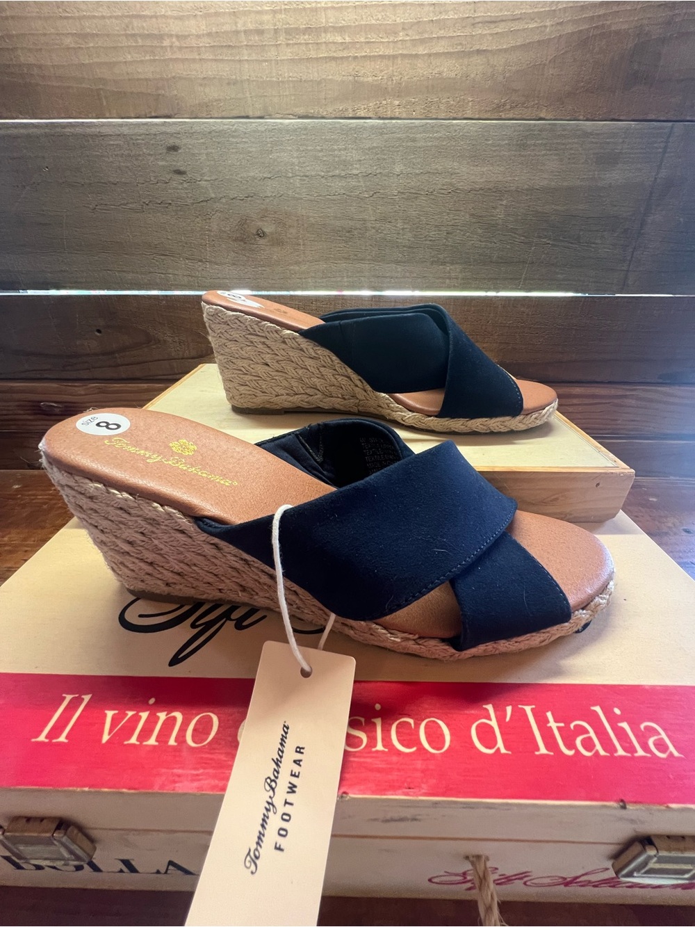 Tommy Bahama Navy Wedge Espadrille Slide NWT